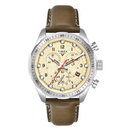Timex Vector Beige Round Dial Quartz Analog Men Watch